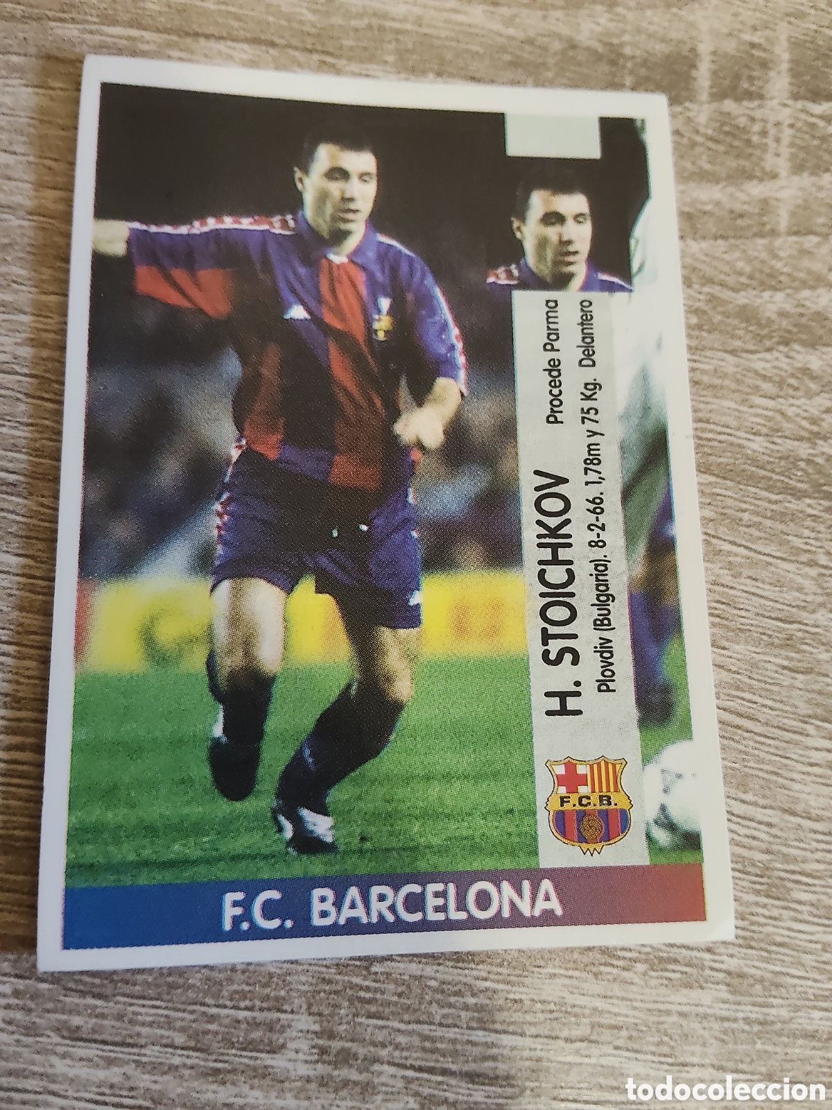 Fu&szlig;ball-Sticker: Panini liga 1996 1997 96 97 46 A Stoichkov coloca Barcelona