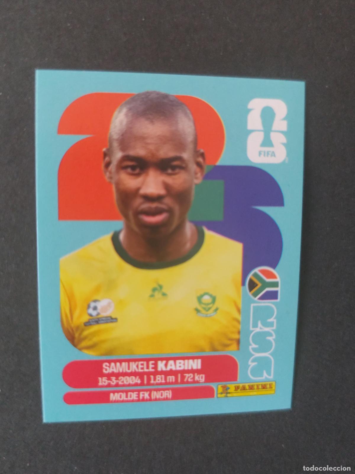 Cartes &agrave; collectionner de Football: RSA5 SAMUKELE KABINI 5 SUD&Aacute;FRICA MUNDIAL FIFA WORLD CUP 2026 STICKER PANINI SIN PEGAR