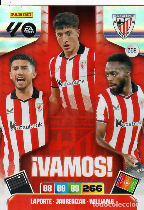 Cromos de F&uacute;tbol: PANINI ADRENALYN - LIGA 2025-26 (25 - 26) - N&ordm; 362 VAMOS - LAPORTE, JAUREGIZAR, WILLIAMS - ATHLETIC