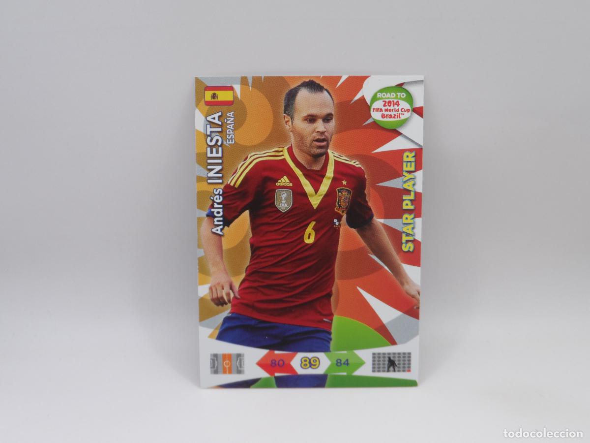Figurine di Calcio: ANDRES INIESTA ESPA&Ntilde;A STAR PLAYER PANINI ADRENALYN ROAD TO BRASIL 2014 MUNDIAL WORLD CUP