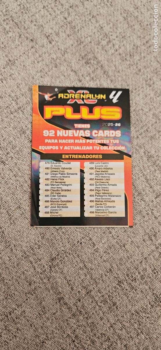 Cromos de F&uacute;tbol: listado seg&uacute;nda edicci&oacute;n actualizaci&oacute;n unico adrenalyn 2025 2026 25 26 trading card