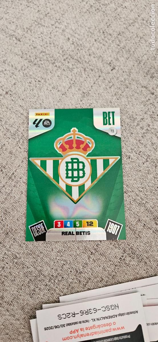 Cromos de Futebol: betis 73 escudo adrenalyn 2025 2026 25 26 trading card