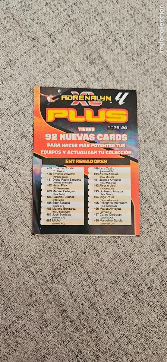 Cromos de F&uacute;tbol: listado seg&uacute;nda edicci&oacute;n actualizaci&oacute;n unico adrenalyn 2025 2026 25 26 trading card