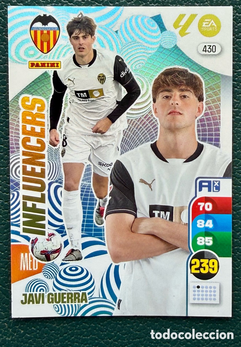 Figurine di Calcio: 430 JAVI GUERRA VALENCIA CF INFLUENCERS FICHAS ALBUM ADRENALYN XL 2024 2025 24 25