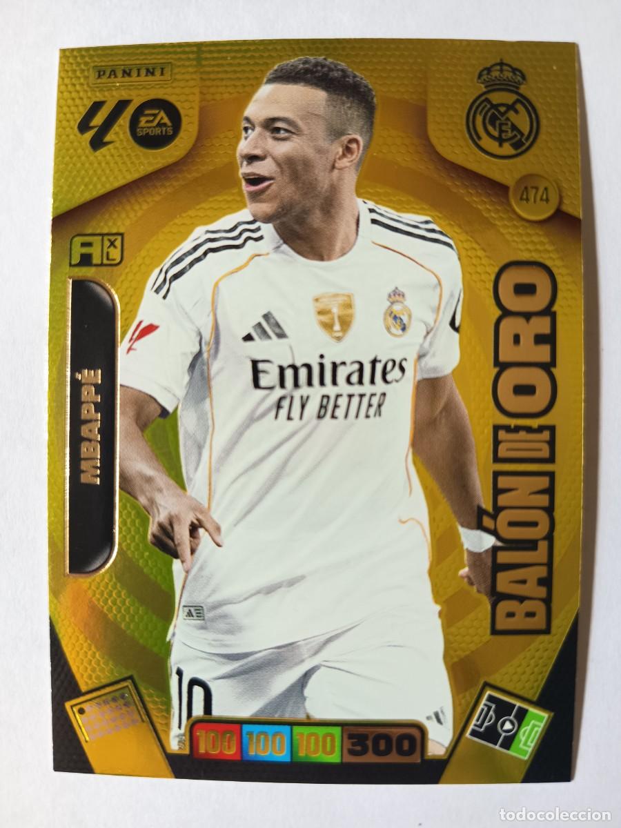 Fu&szlig;ball-Sticker: CARD 474 BAL&Oacute;N DE ORO KYLIAN MBAPP&Eacute; REAL MADRID - ADRENALYN XL 2025 2026 25 26 PANINI LIGA F&Uacute;TBOL