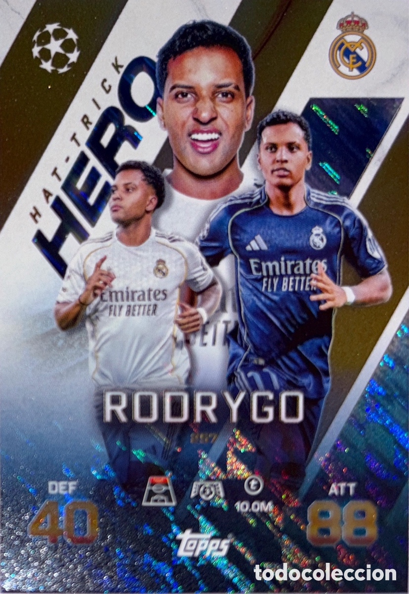 Cromos de F&uacute;tbol: 257. Rodrygo - Real Madrid CF (Hat-Trick Hero) MATCH ATTAX EXTRA CHAMPIONS LEAGUE 2025/26