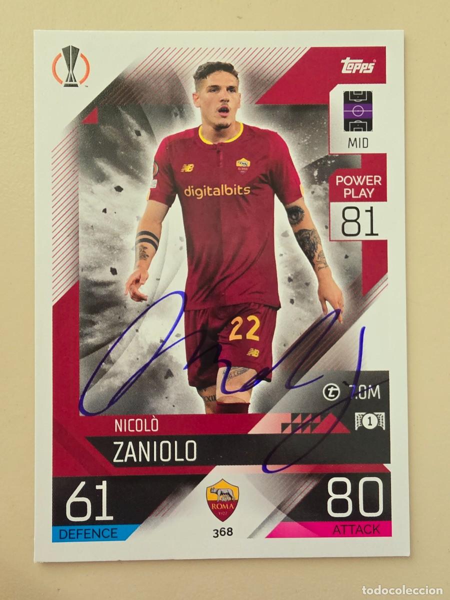 Cromos de F&uacute;tbol: Cromo firmado de Nicol&ograve; Zaniolo con aut&oacute;grafo, AS Roma