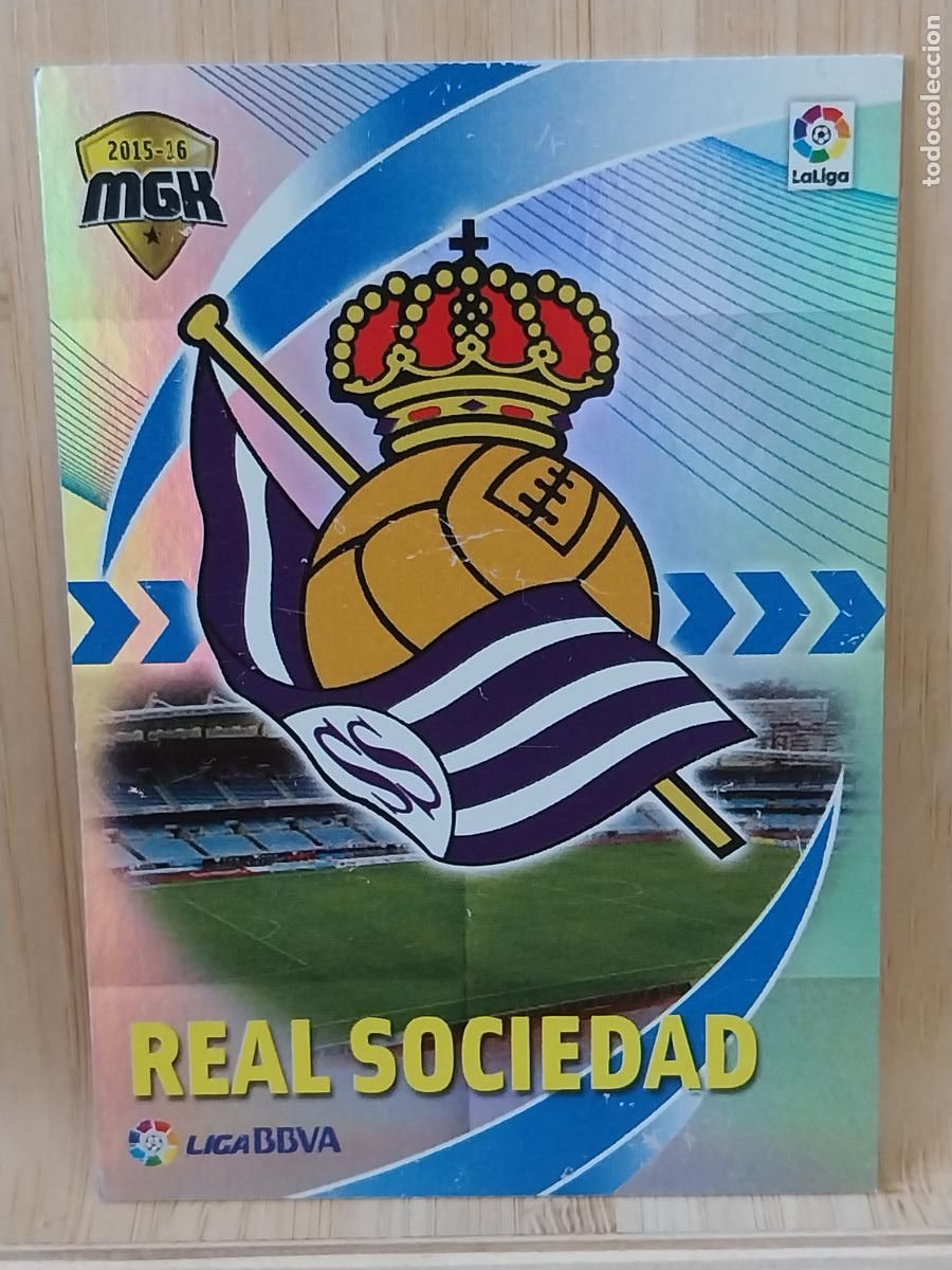 Cromos de F&uacute;tbol: ESCUDO REAL SOCIEDAD MGK LIGA 2015 15 16 TRADING CARD CROMO 406 ORIGINAL -*-*-*