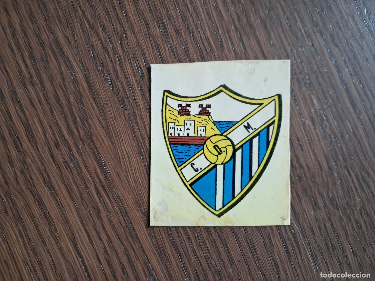 Cromos de F&uacute;tbol: Cromo pegatina antiguo de futbol, escudo C.D. M&aacute;laga.