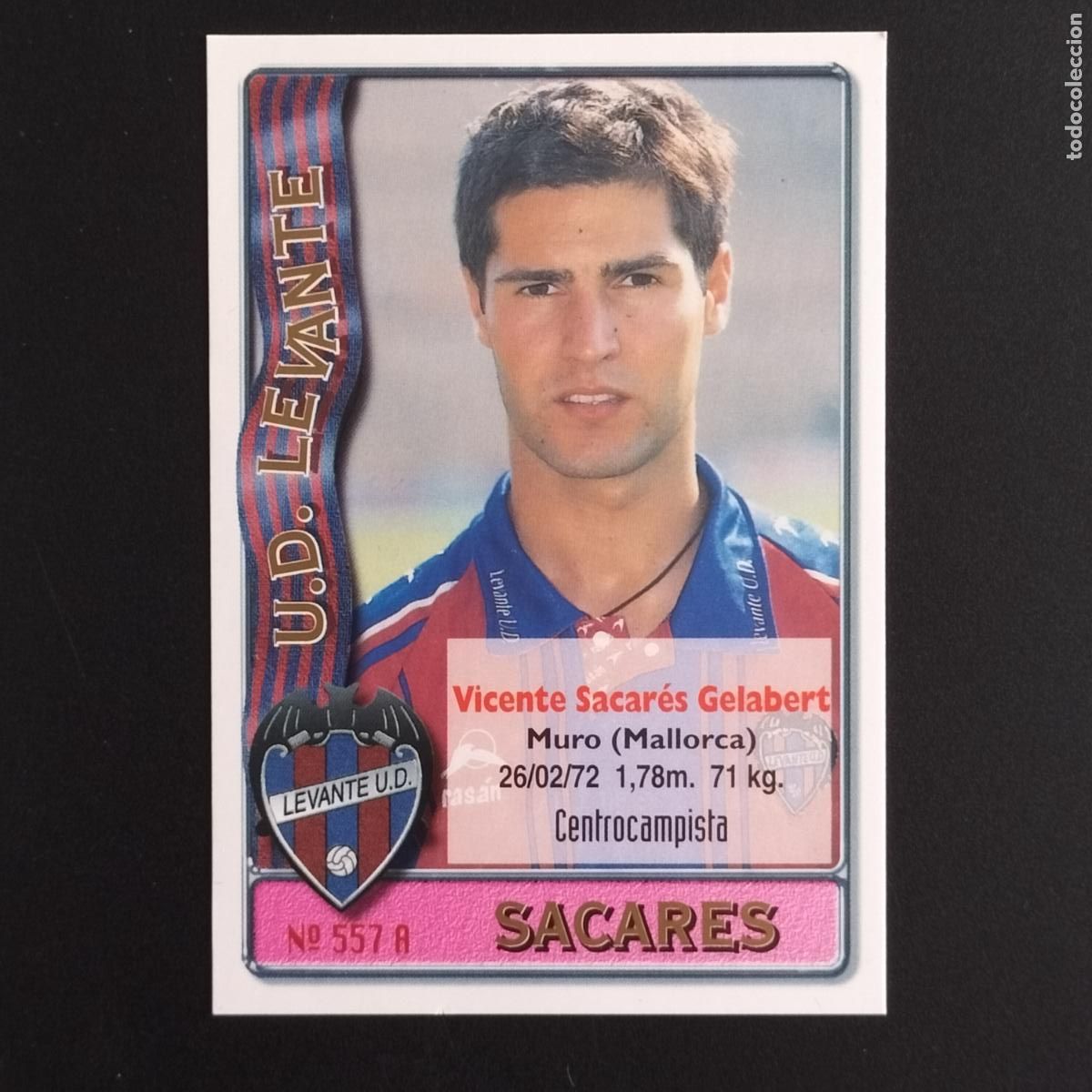 Cromos de F&uacute;tbol: 557 SACARES Y VILLANUEVA LEVANTE CROMOS MUNDICROMO PLATINUM LIGA FUTBOL 1996 1997 96 97