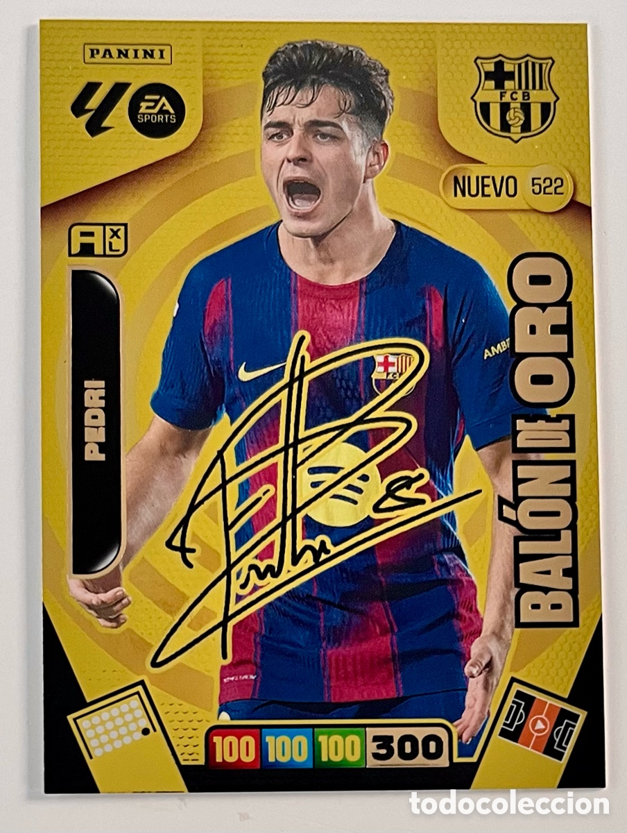 Cromos de F&uacute;tbol: 522 PEDRI BALON DE ORO FIRMADO ADRENALYN 25 26 FC BARCELONA