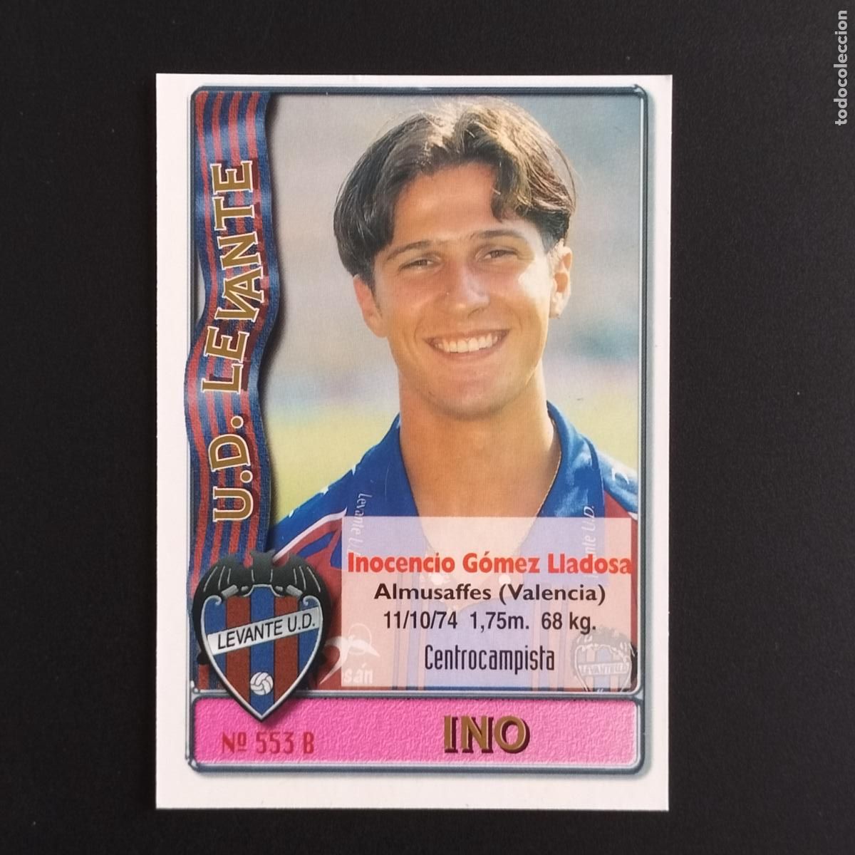 Cromos de F&uacute;tbol: 553 INO Y ESCUDO LEVANTE CROMOS MUNDICROMO PLATINUM LIGA FUTBOL 1996 1997 96 97