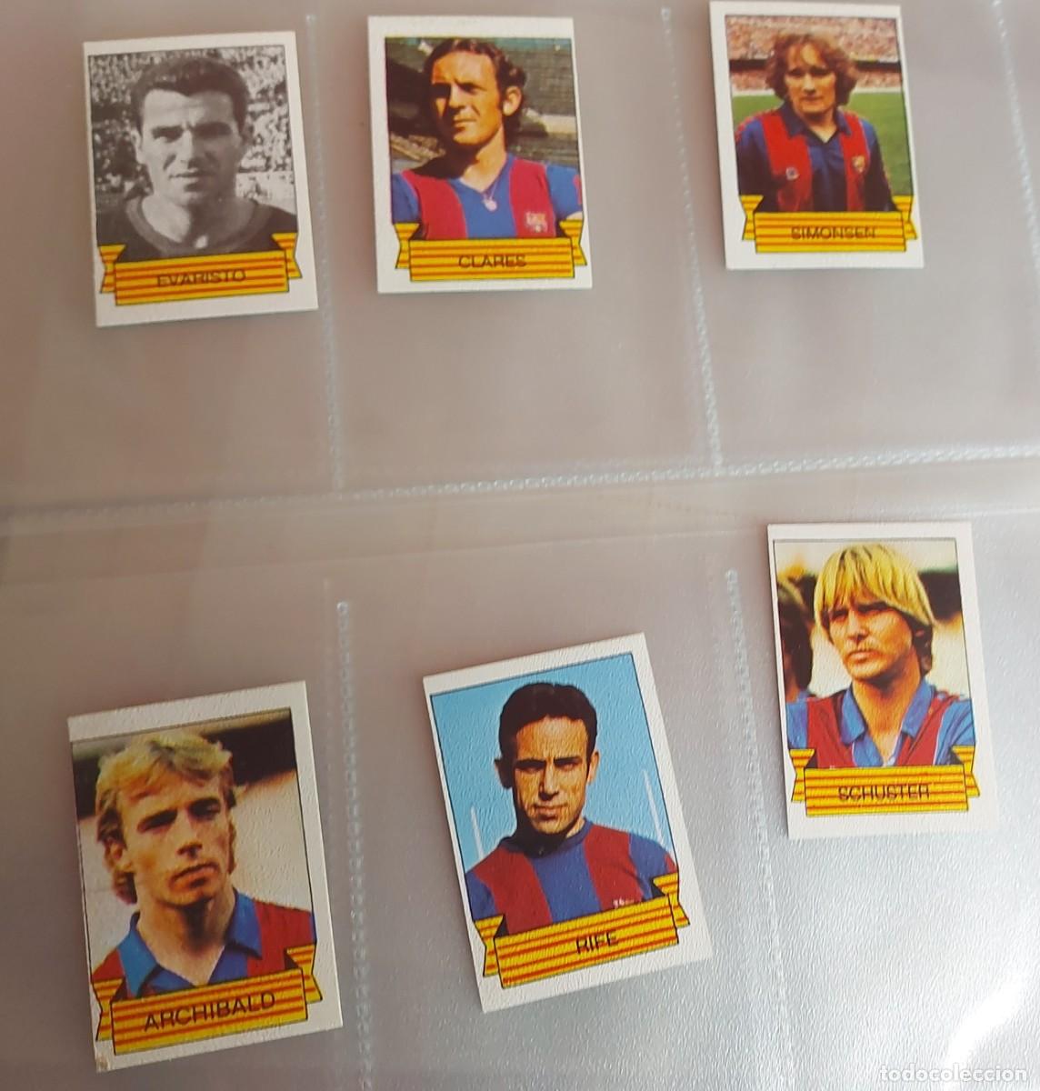 Cromos de F&uacute;tbol: 6 cromos cart&oacute;n Schuster Archivald Rife Clares Simonsen Evaristo Barcelona fc