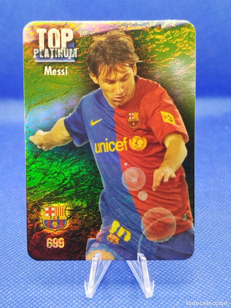 Cromos de F&uacute;tbol: #699 LIONEL MESSI FC BARCELONA 2009 MUNDICROMO LAS FICHAS LIGA &rdquo;PLATINUM&rdquo; JASPEADO REFRACTOR