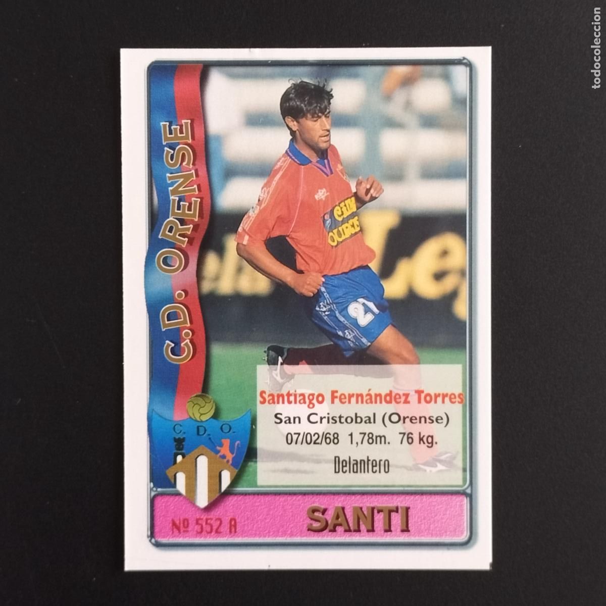 Cromos de F&uacute;tbol: 552 SANTI Y BERICAT ORENSE CROMOS MUNDICROMO PLATINUM LIGA FUTBOL 1996 1997 96 97