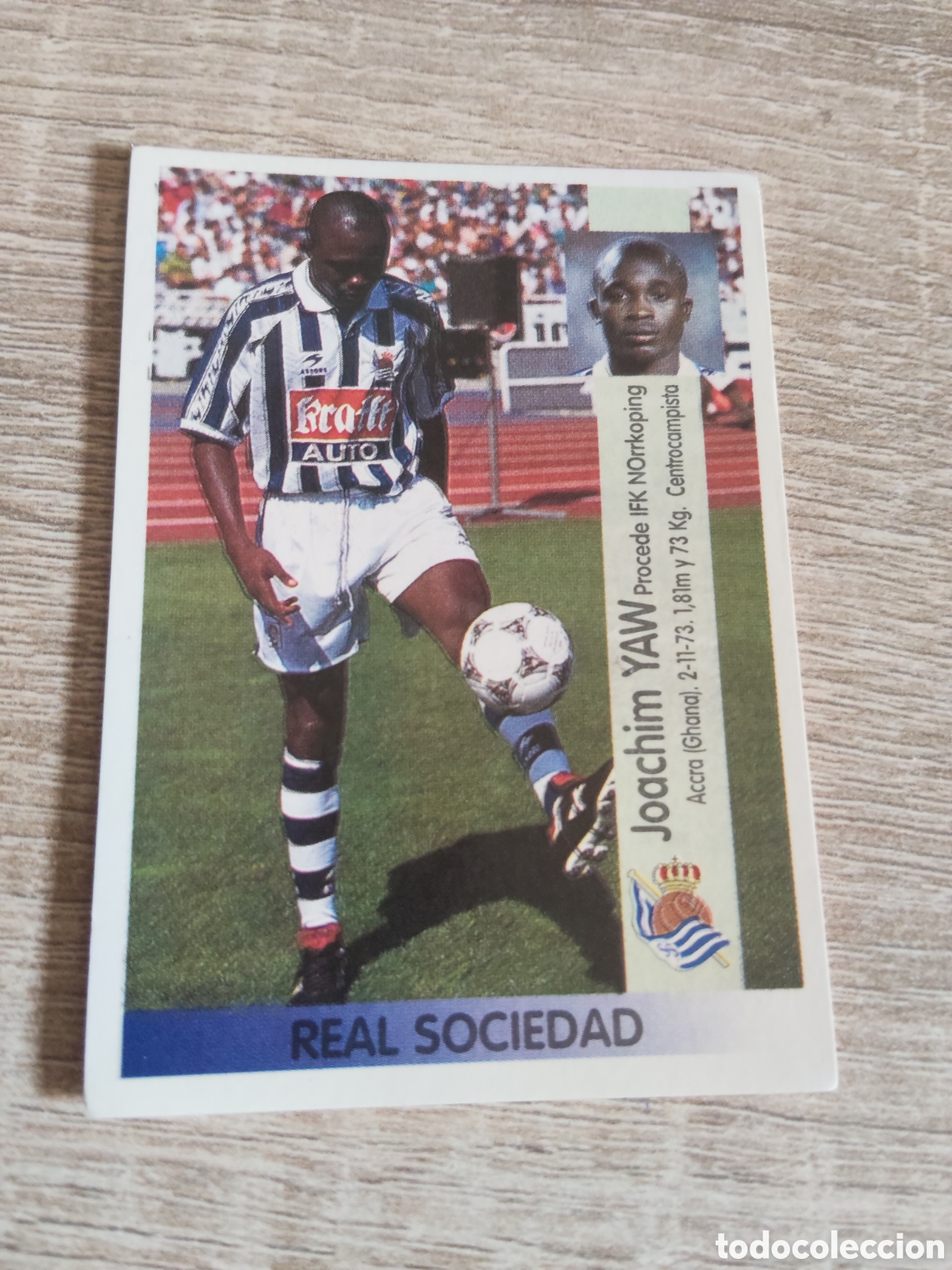 Cromos de F&uacute;tbol: Panini liga 1996 1997 96 97 104 A Yaw coloca Real Sociedad