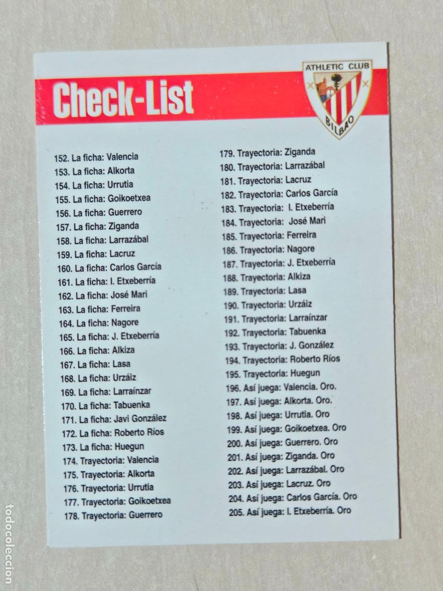 Cromos de F&uacute;tbol: FICHA N&ordm; 250 CHECK LIST - ALBUM COLECCION EL GRAN ATHLETIC CLUB BILBAO 97 98 PANINI