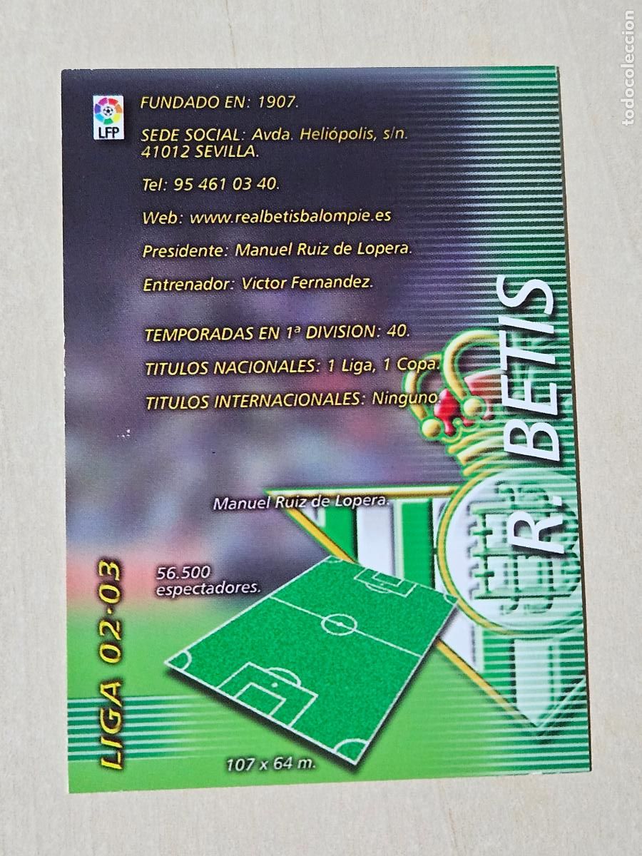 Fu&szlig;ball-Sticker: CROMO N&ordm; 73 INDICE - MEGAFICHAS 2002 03 - REAL BETIS