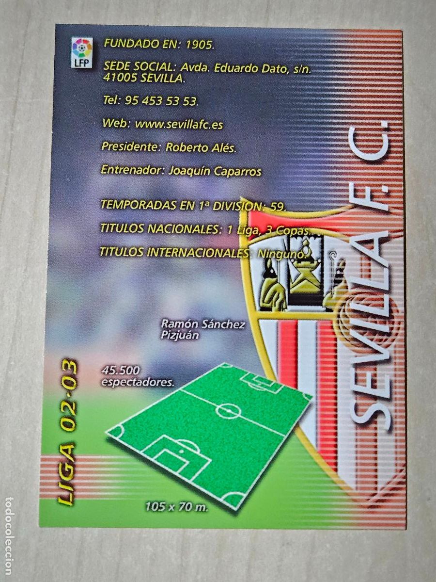 Cromos de F&uacute;tbol: CROMO N&ordm; 271 INDICE - MEGAFICHAS 2002 03 - SEVILLA