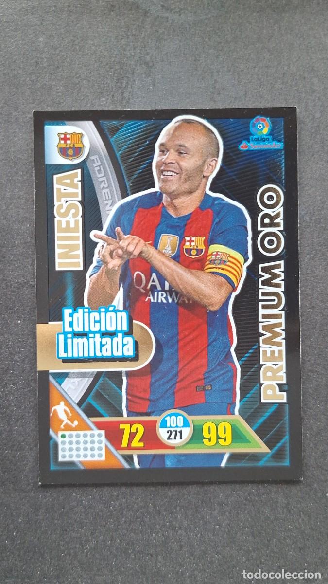 Cromos de F&uacute;tbol: L1 INIESTA F. C. BARCELONA PREMIUM ORO EDICION LIMITADA PANINI ADRENALYN XL LIGA 2016/17 16 17