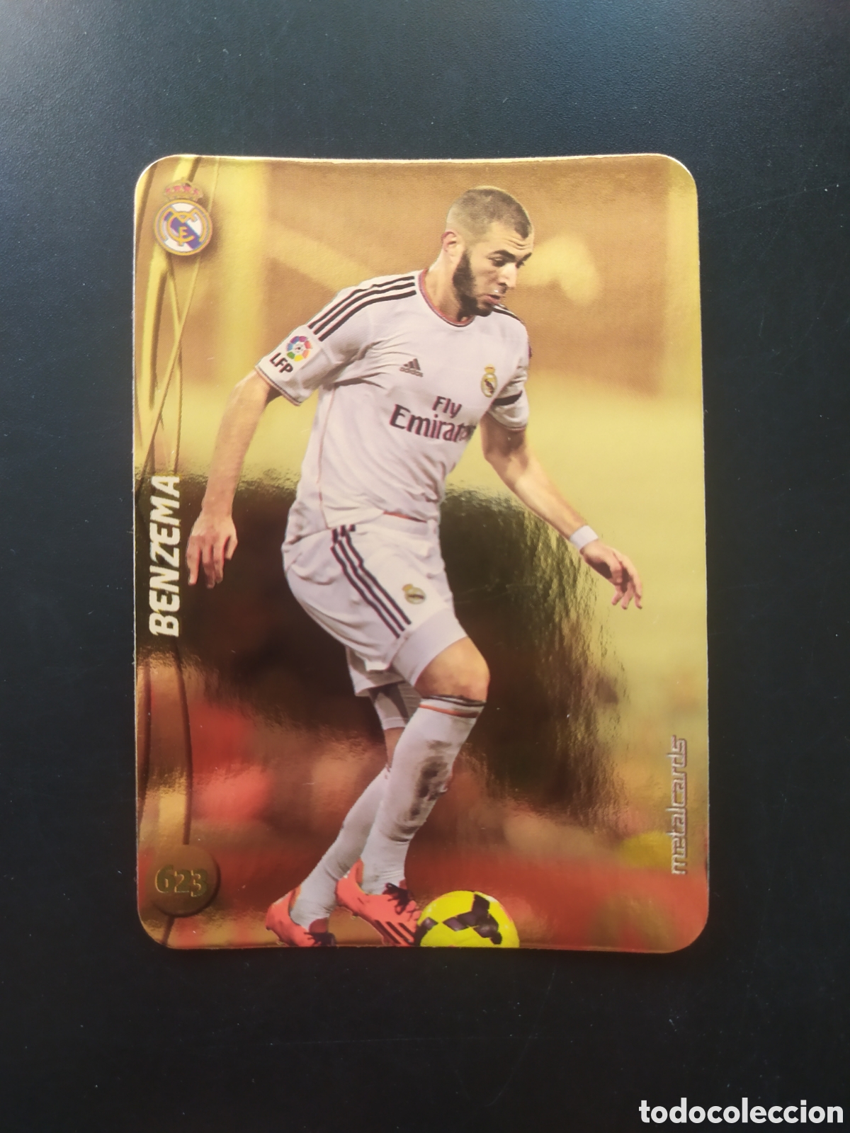 Cromos de F&uacute;tbol: Mundicromo fichas Liga 2014 2015 14 15 Benzema top brillo liso dorado n&deg; 623 Real Madrid