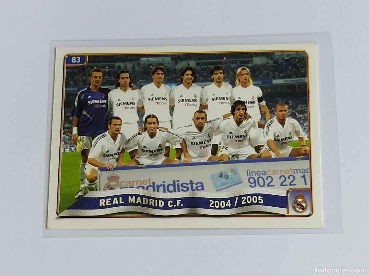 Cromos de F&uacute;tbol: ALINEACI&Oacute;N PLANTILLA EQUIPO HIMNO #83 REAL MADRID - MUNDICROMO FICHAS DE LA LIGA 2004 2005 MC 04 05