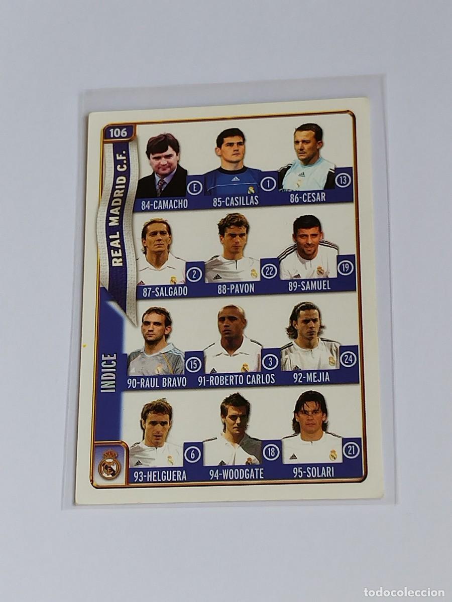 Figurine di Calcio: INDICE CHECKLIST REAL MADRID #106 - MUNDICROMO LAS FICHAS DE LA LIGA 2004 2005 MC SPORT 04 05 CROMO