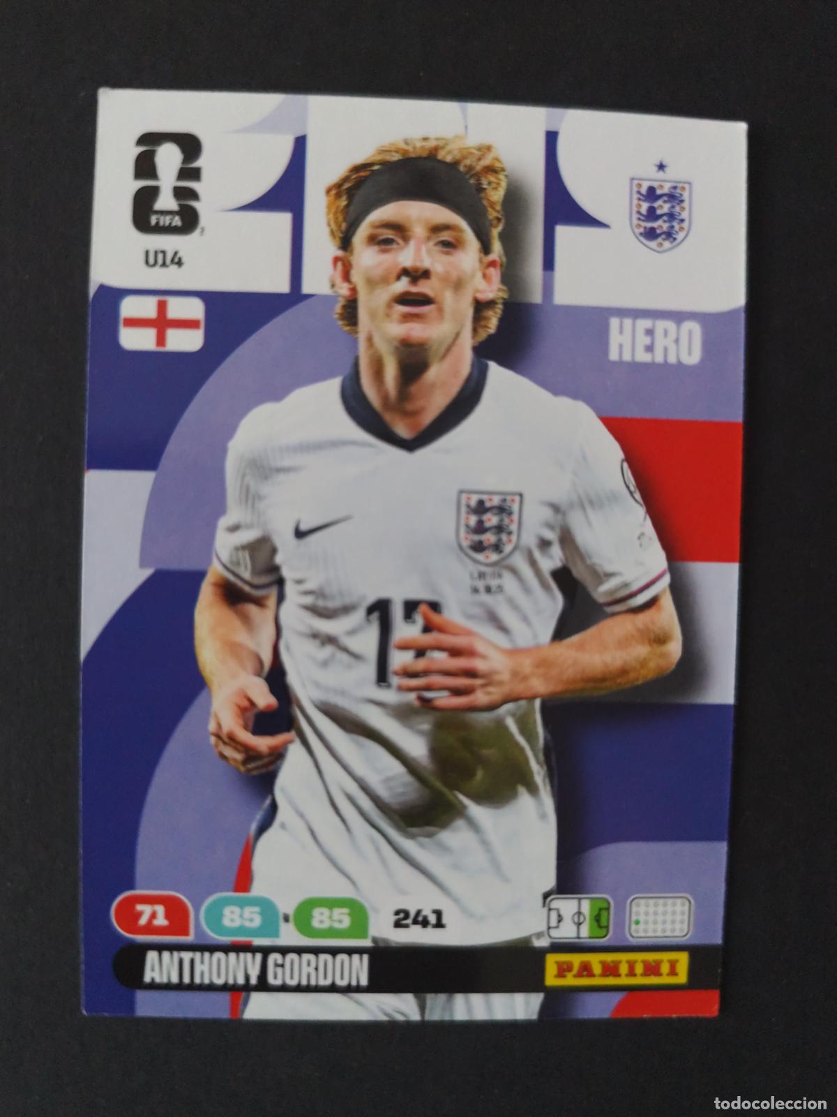Football Stickers: U14 ANTHONY GORDON ACTUALIZACI&Oacute;N UPDATE INGLATERRA ADRENALYN MUNDIAL FIFA WORLD CUP 2026 PANINI