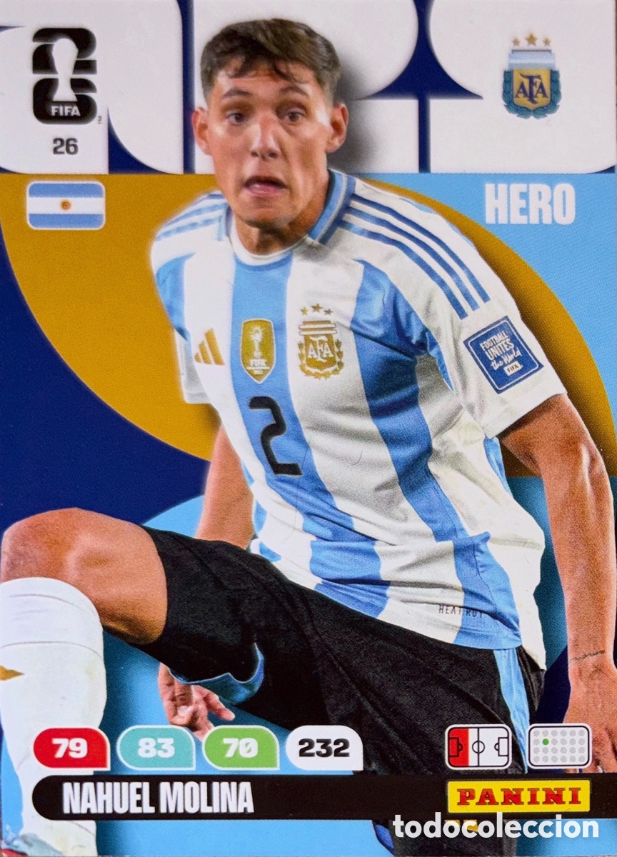Football Stickers: 26.- NAHUEL MOLINA (ARGENTINA) ADRENALYN XL MUNDIAL 2026 (PANINI)
