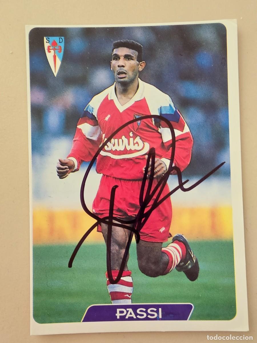 Fu&szlig;ball-Sticker: Cromo firmado de Frank Passi con aut&oacute;grafo, SD Compostela