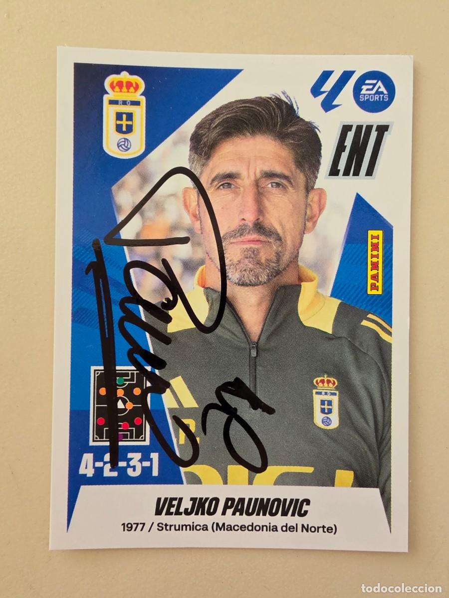Fu&szlig;ball-Sticker: Cromo firmado de Veljko Paunovic con aut&oacute;grafo, Real Oviedo