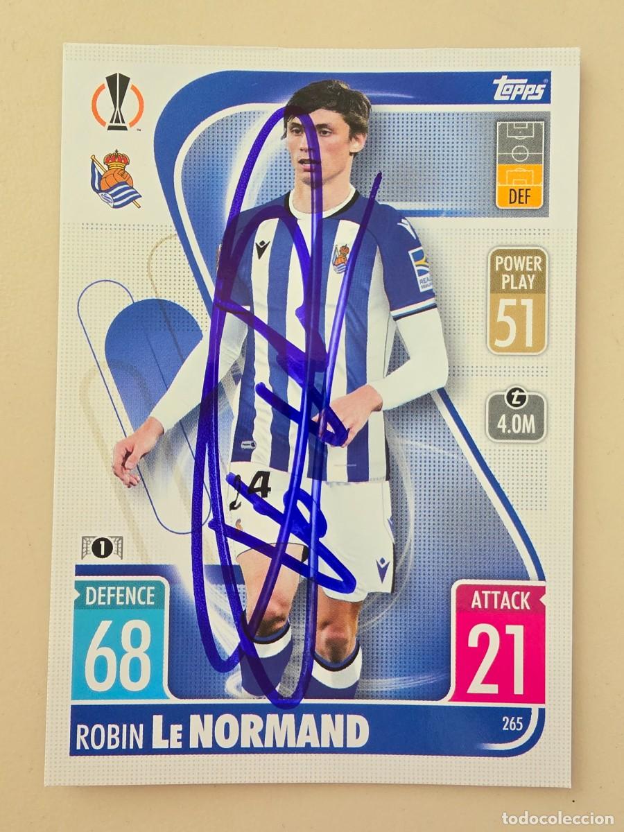 Fu&szlig;ball-Sticker: Cromo firmado de Robin Le Normand con aut&oacute;grafo, Real Sociedad