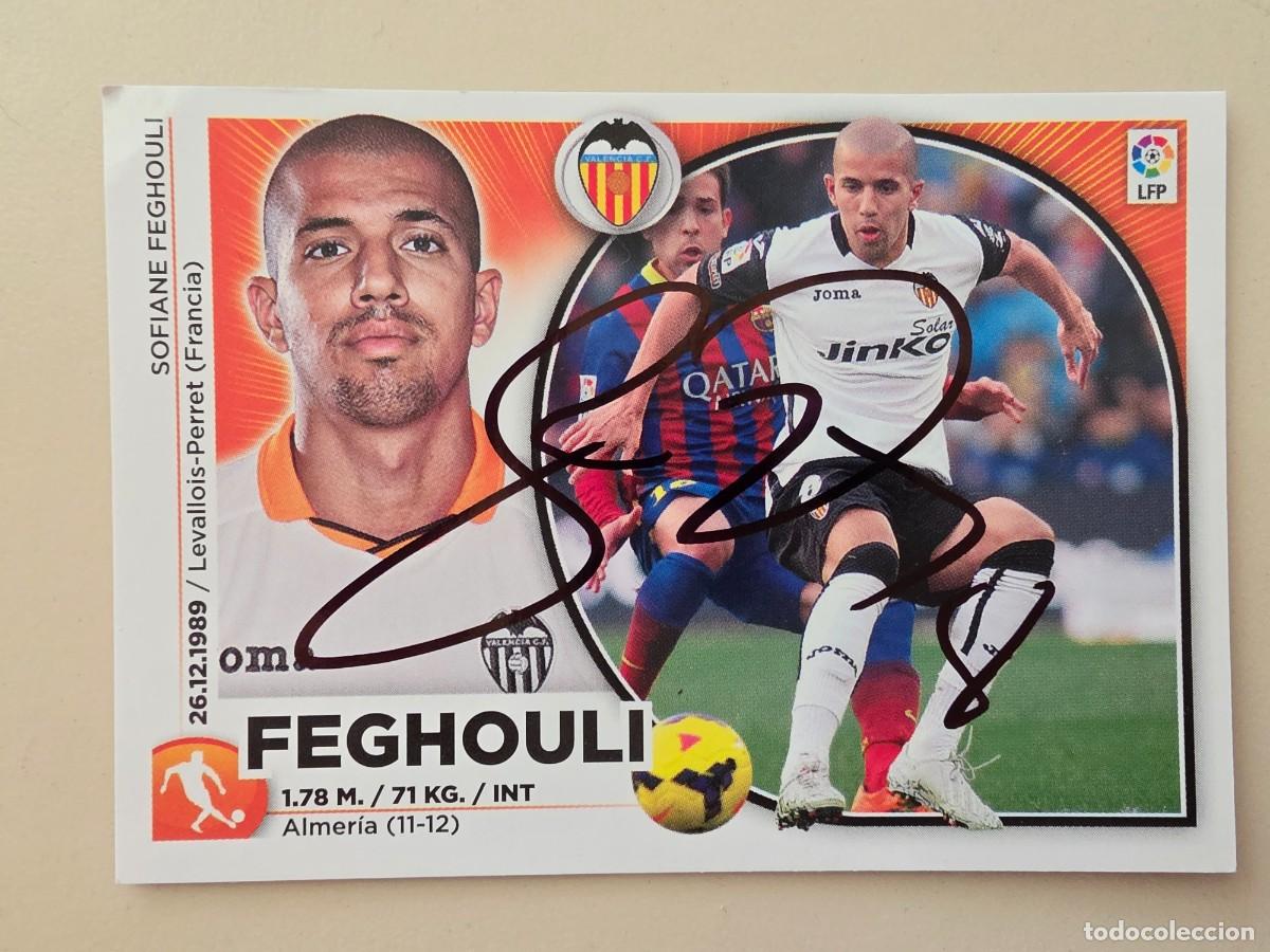 Cromos de F&uacute;tbol: Cromo firmado de Sofiane Feghouli con aut&oacute;grafo, Valencia CF