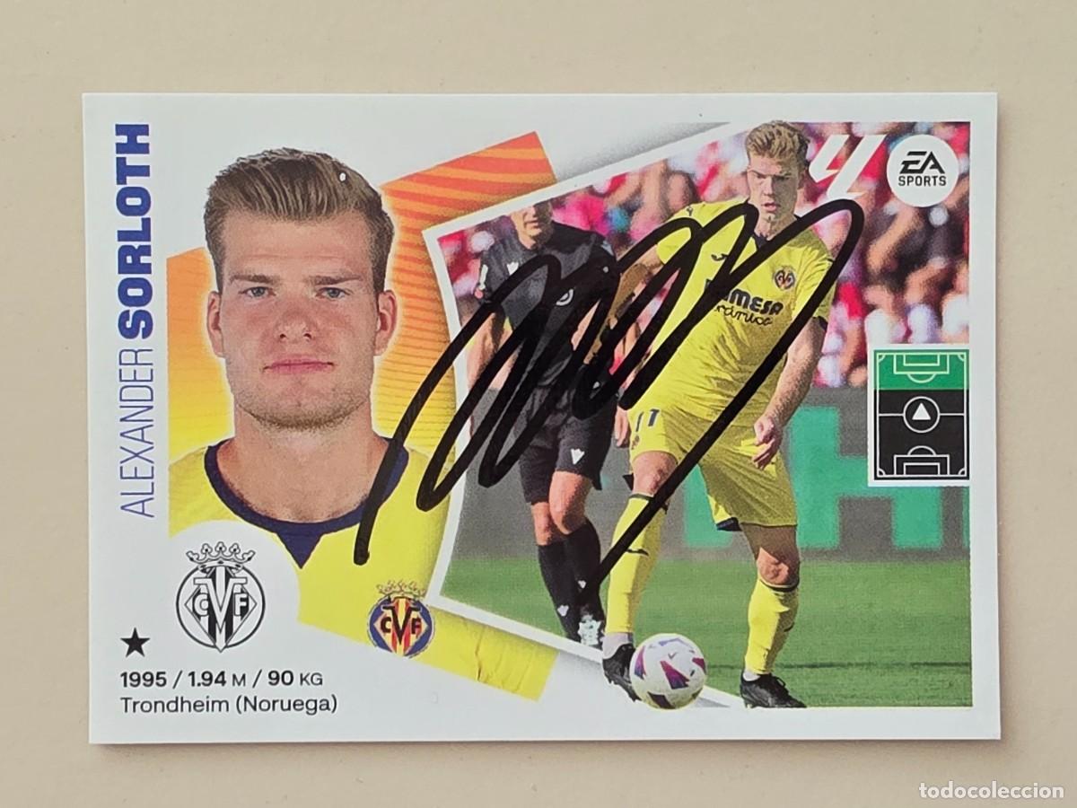 Cromos de F&uacute;tbol: Cromo firmado de Sorloth con aut&oacute;grafo, Villarreal CF, Atl&eacute;tico de Madrid