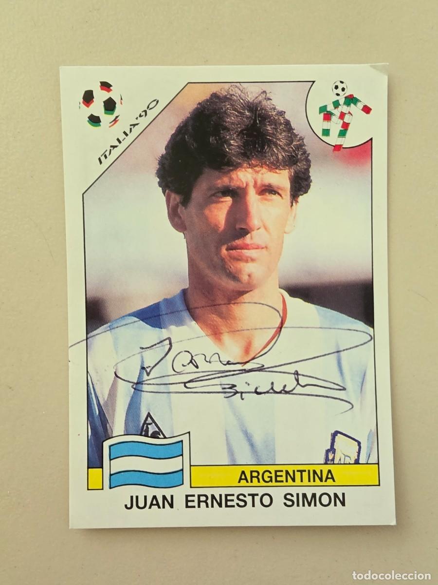 Cromos de F&uacute;tbol: Cromo firmado de Juan Sim&oacute;n con aut&oacute;grafo, Argentina, Boca Juniors