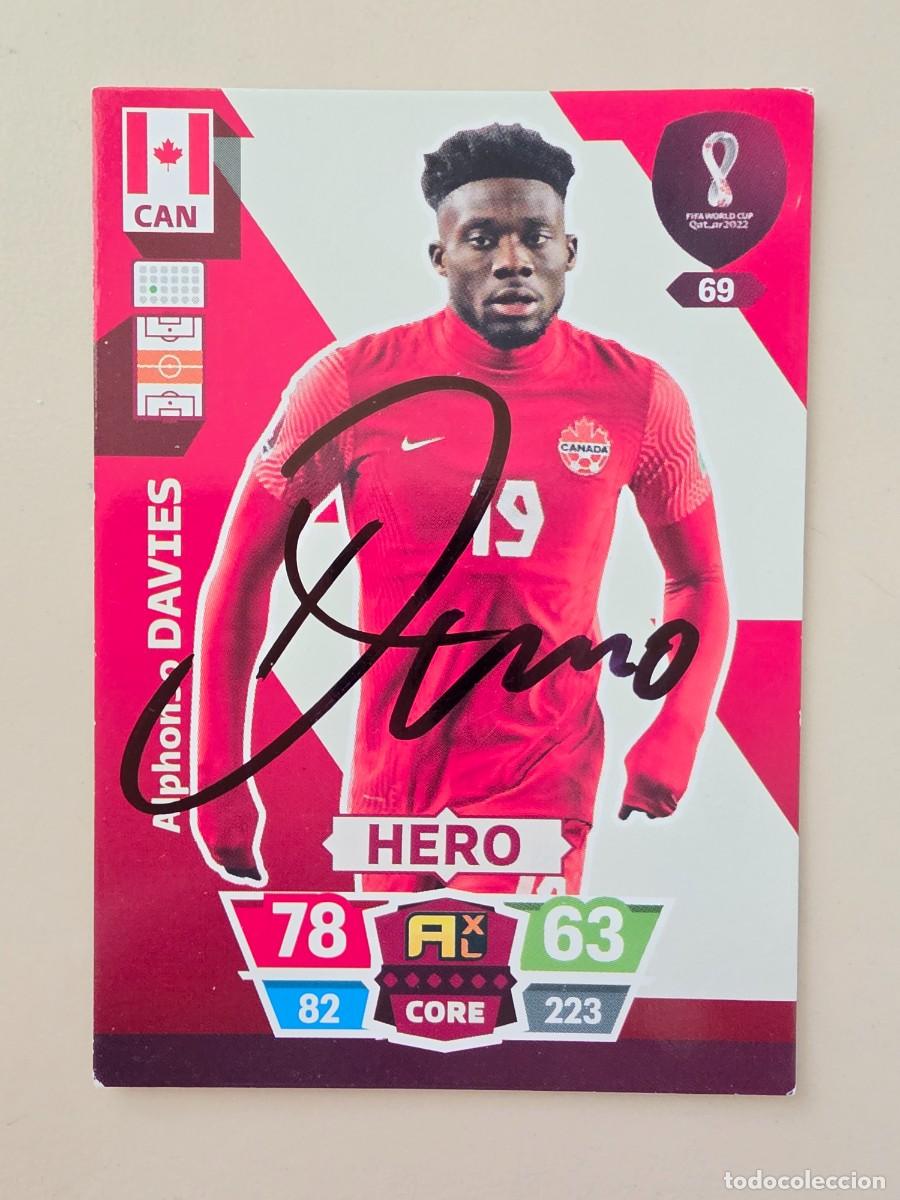 Cromos de F&uacute;tbol: Cromo firmado de Alphonso Davies con aut&oacute;grafo, Canad&aacute;, Bayern Munich