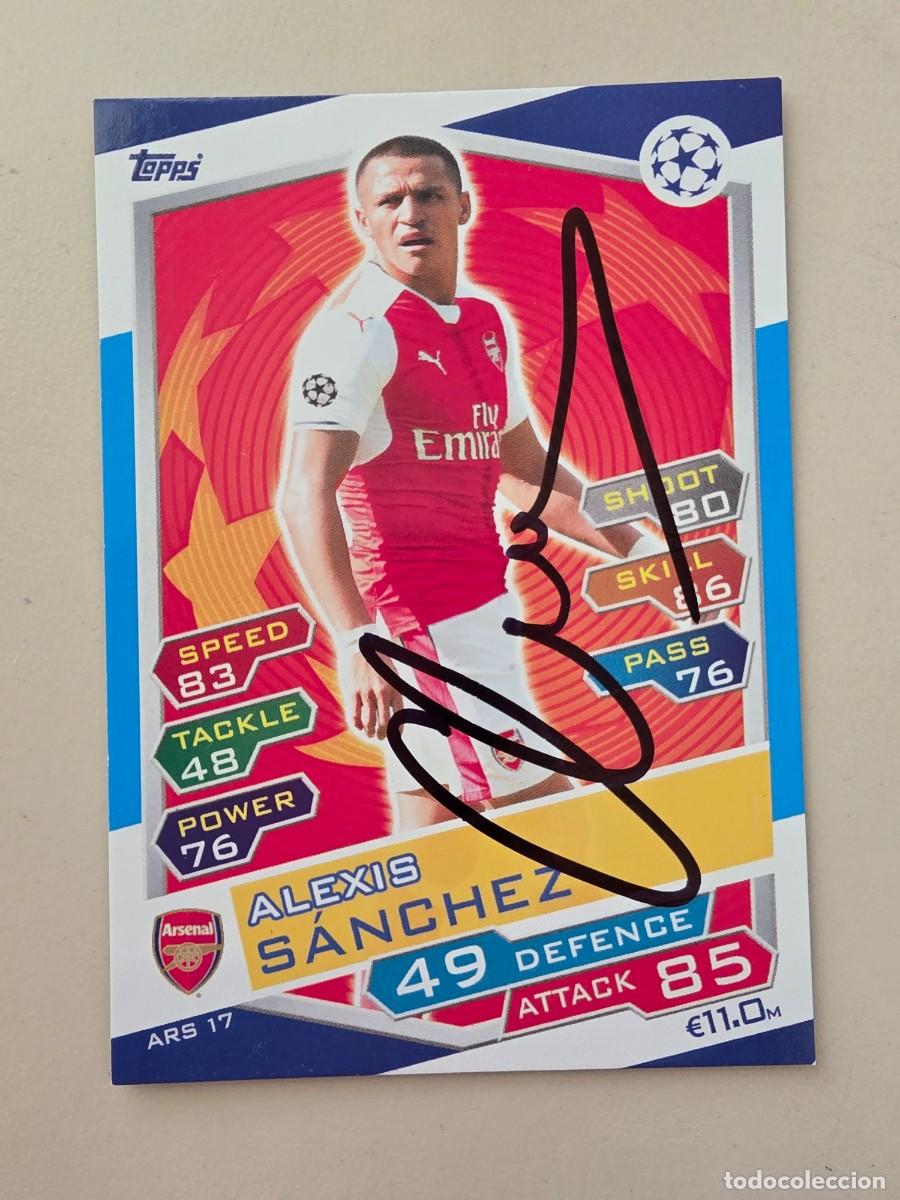 Cromos de F&uacute;tbol: Cromo firmado de Alexis S&aacute;nchez con aut&oacute;grafo, Arsenal FC