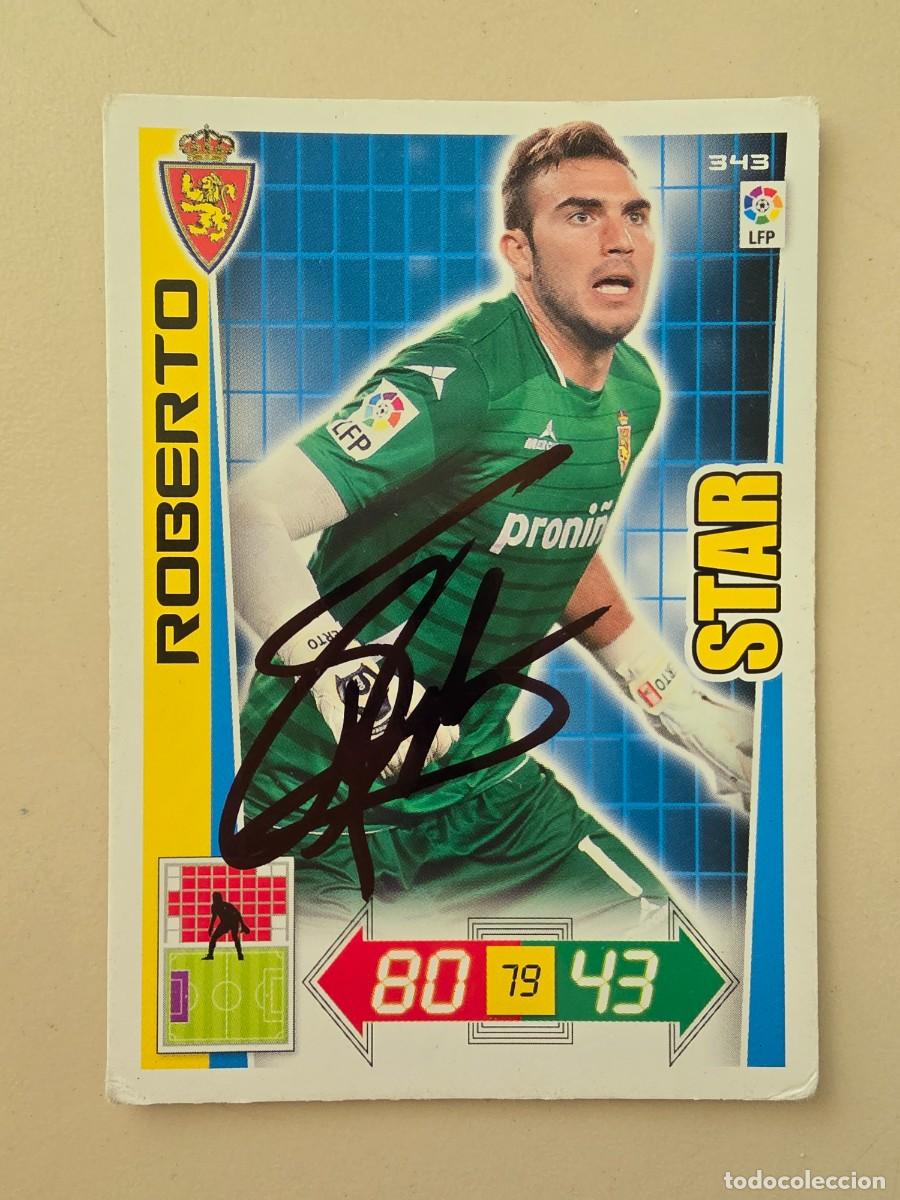 Fu&szlig;ball-Sticker: Cromo firmado de Roberto Jim&eacute;nez con aut&oacute;grafo, Real Zaragoza