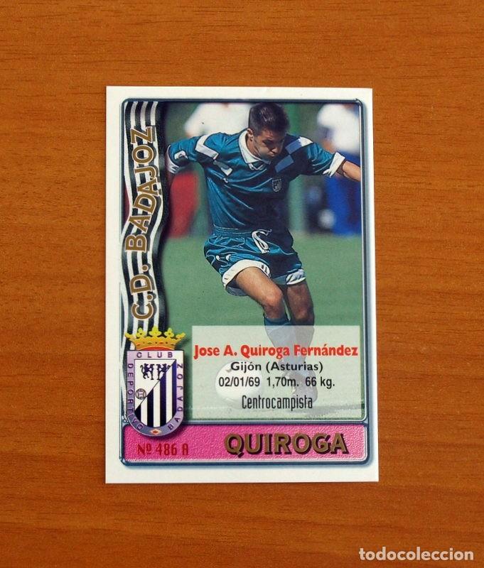 Football Stickers: Badajoz-N&ordm; 486 A-B Quiroga-Muf -2&ordf; Divisi&oacute;n-Mundicromo Las Fichas de la Liga 1996-1997-96-97