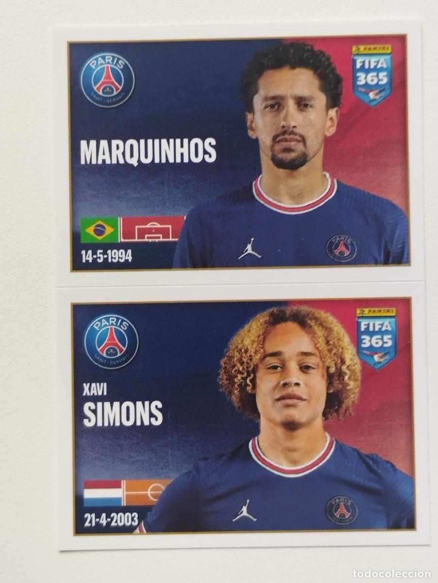 Football Stickers: CROMO STICKER 172 A B MARQUINHOS XAVI SIMONS PSG ROOKIE PANINI FIFA 365 2021 2022 21 22