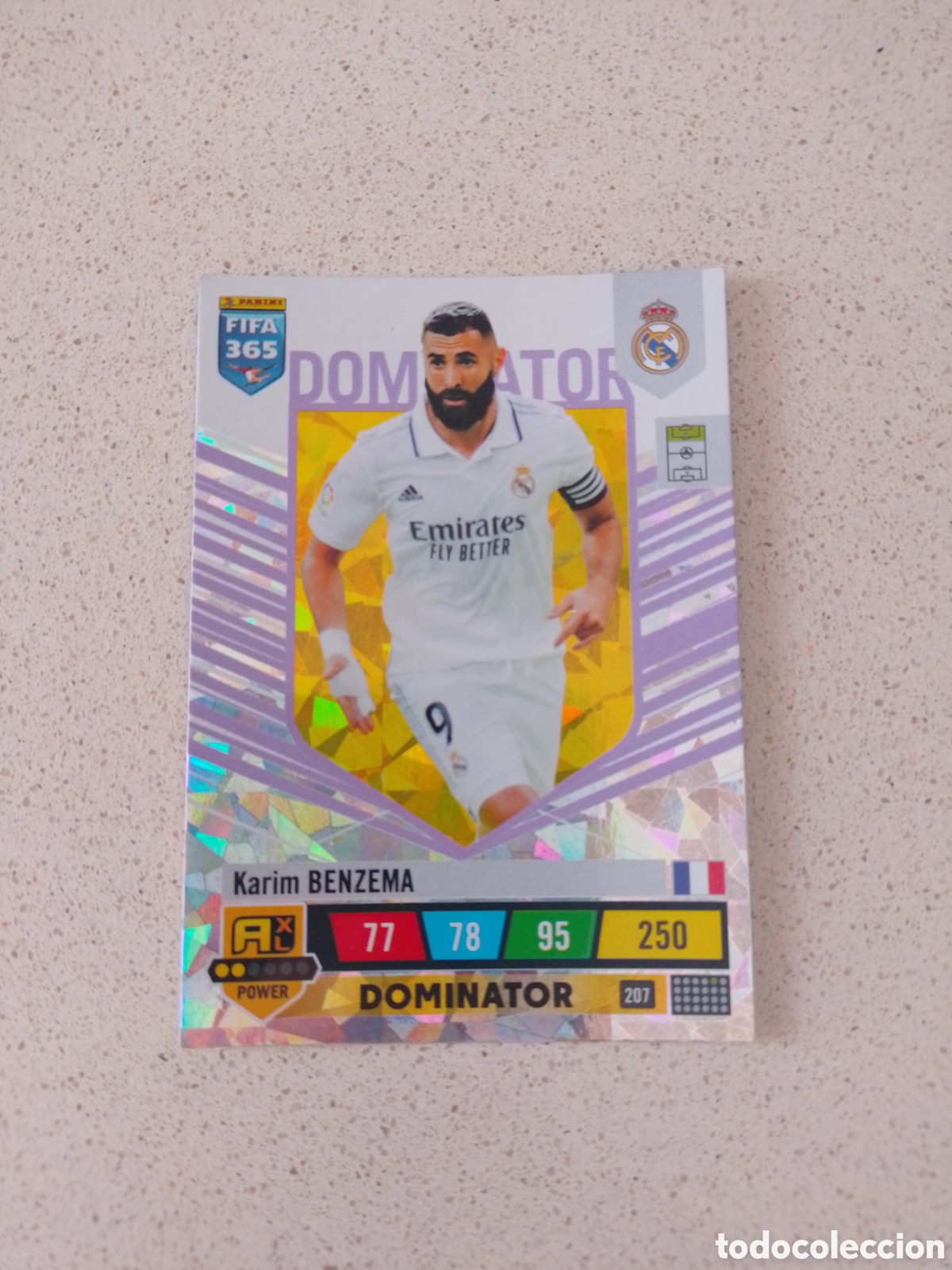Cromos de F&uacute;tbol: CARTA 207 DOMINATOR BENZEMA REAL MADRID. FIFA 365 ADRENALYN XL 22/23.