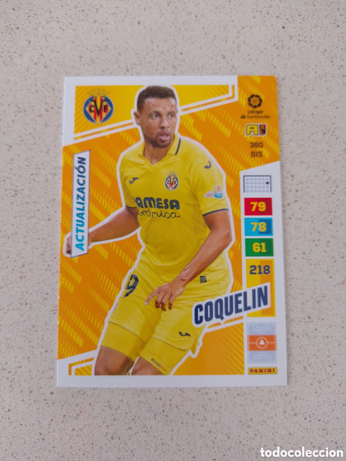 Cromos de F&uacute;tbol: CARTA 360 BIS ACTUALIZACI&Oacute;N COQUELIN VILLARREAL. ADRENALYN XL 22/23.