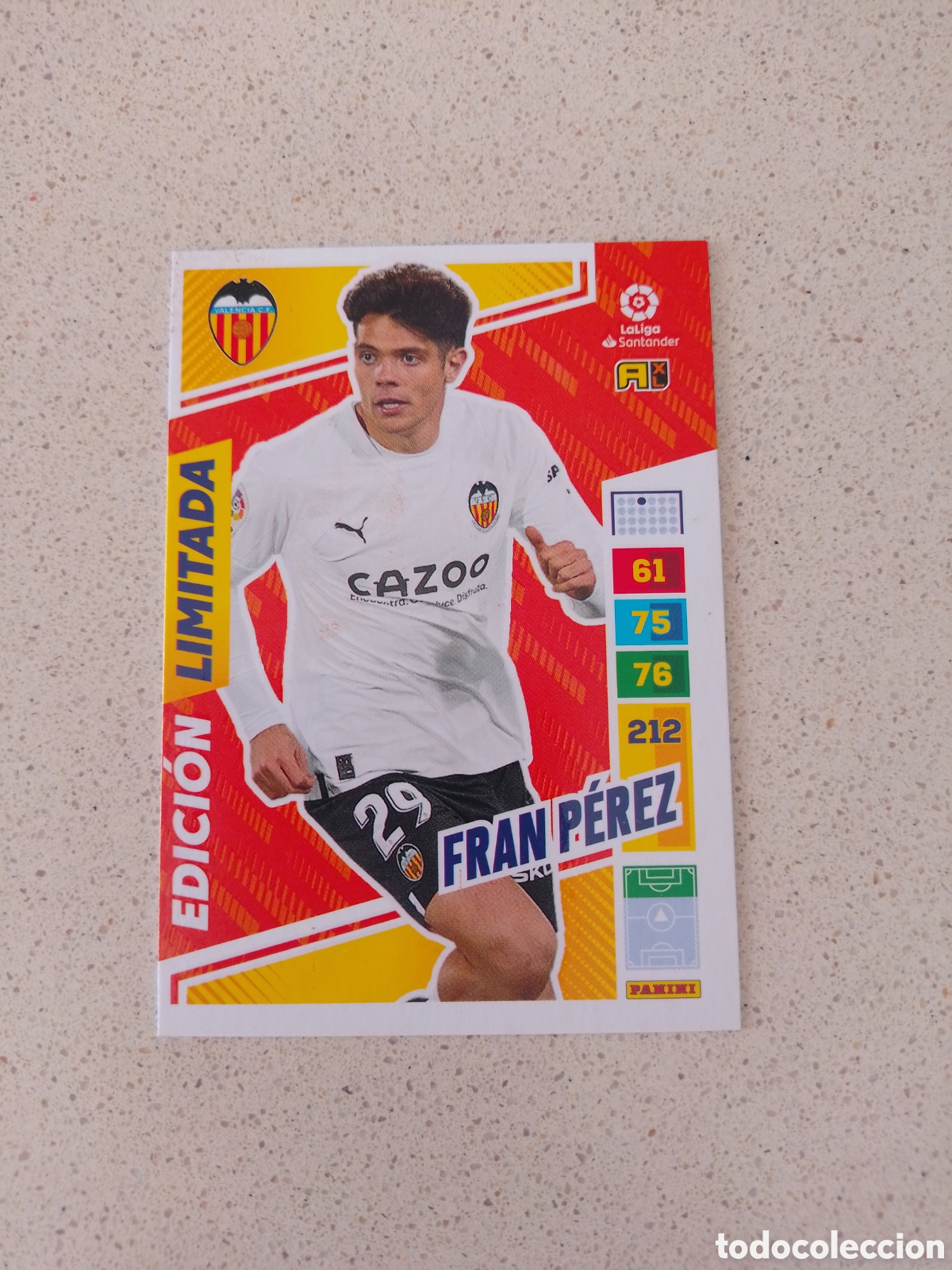 Cromos de F&uacute;tbol: CARTA EDICI&Oacute;N LIMITADA FRAN P&Eacute;REZ VALENCIA. ADRENALYN XL 22/23.