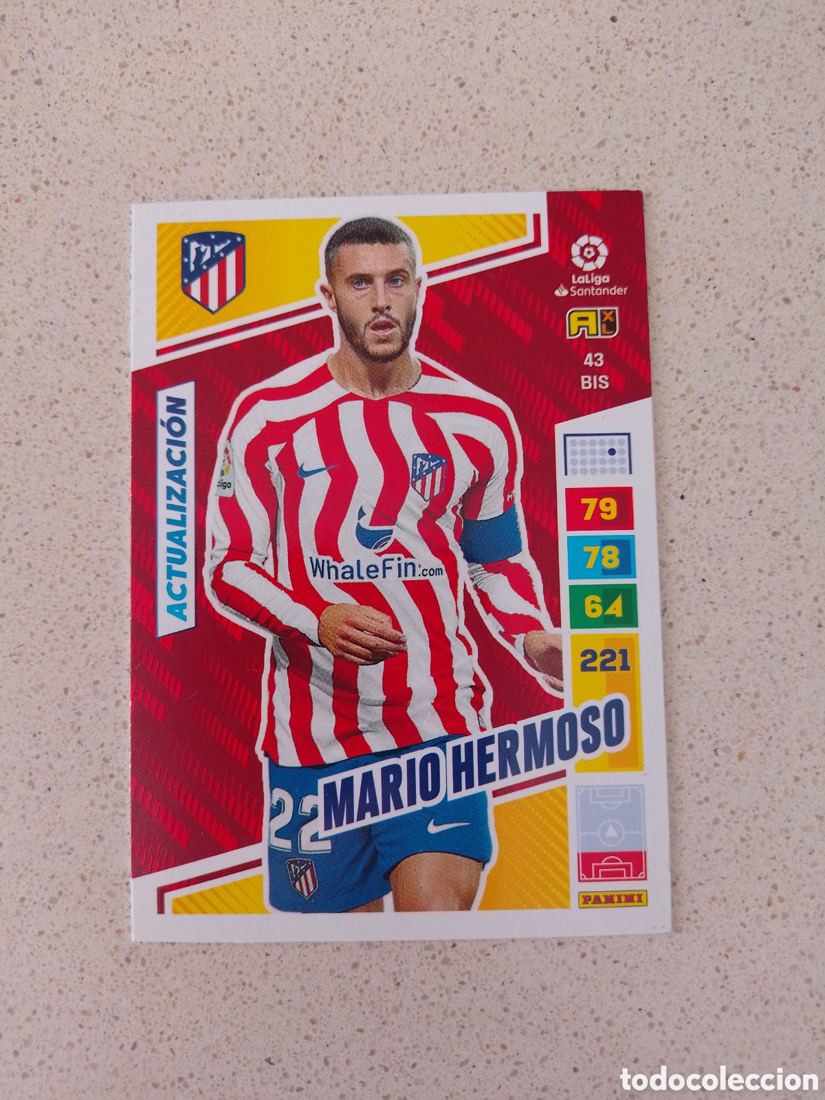 Cromos de F&uacute;tbol: CARTA 43 BIS MARIO HERMOSO ATLETICO DE MADRID. ADRENALYN XL 22/23.