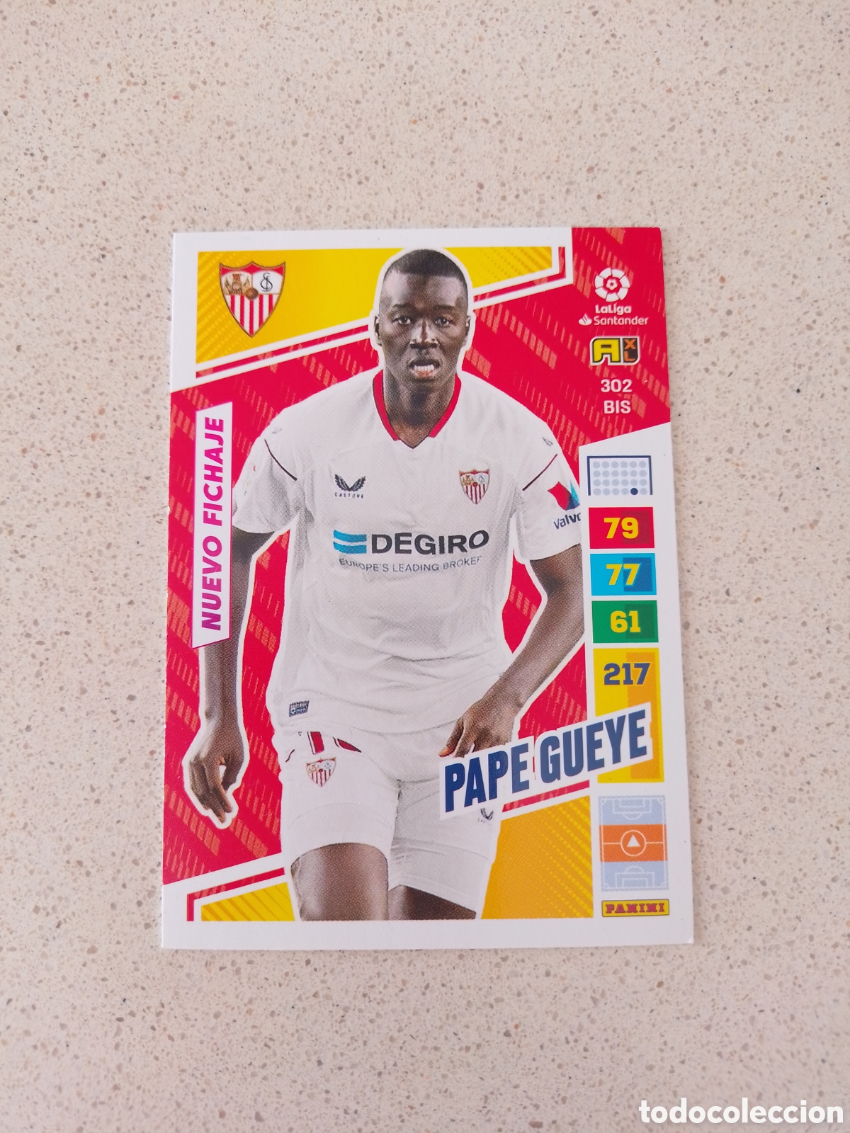 Cromos de F&uacute;tbol: CARTA 302 BIS NUEVO FICHAJE PAPE GUEYE SEVILLA. ADRENALYN XL 22/23.