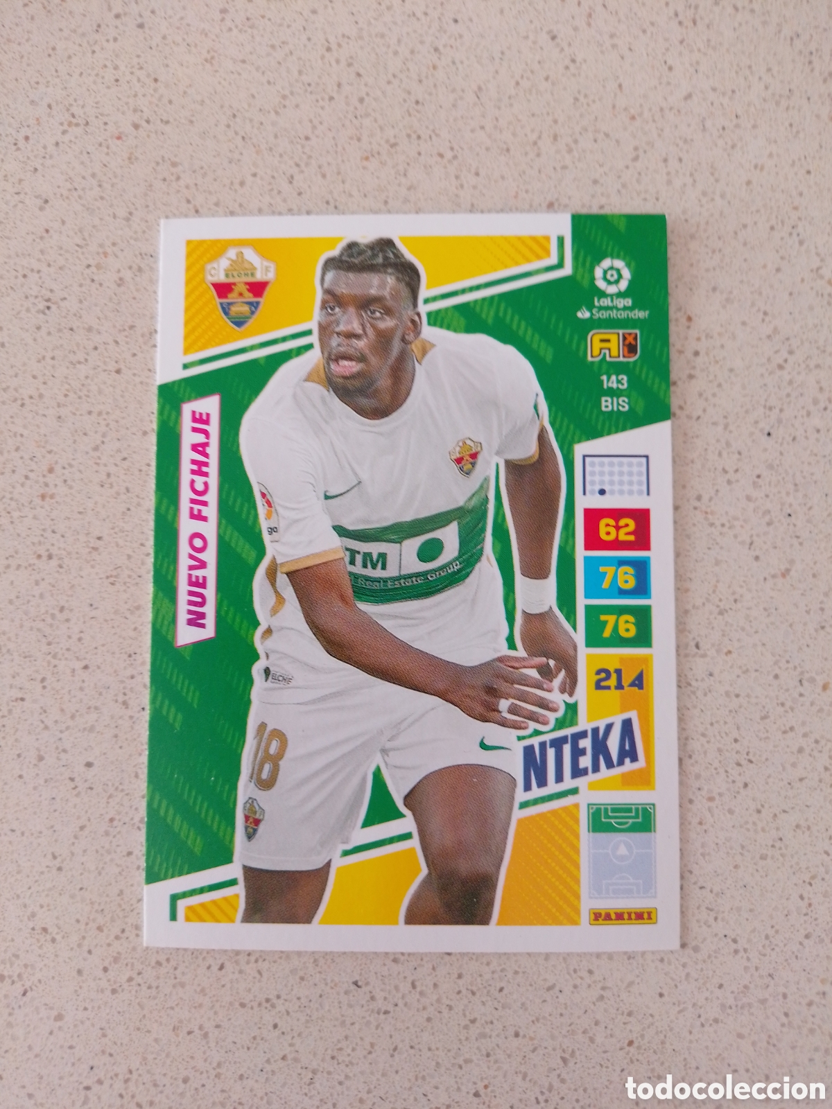 Cromos de F&uacute;tbol: CARTA 143 BIS NUEVO FICHAJE NTEKA ELCHE. ADRENALYN XL 22/23.