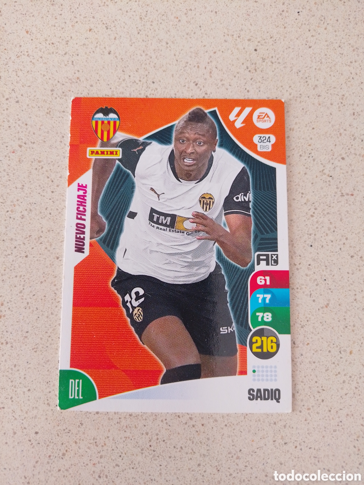 Cromos de Futebol: CARTA 324 BIS NUEVO FICHAJE SADIQ VALENCIA. ADRENALYN XL 24/25.