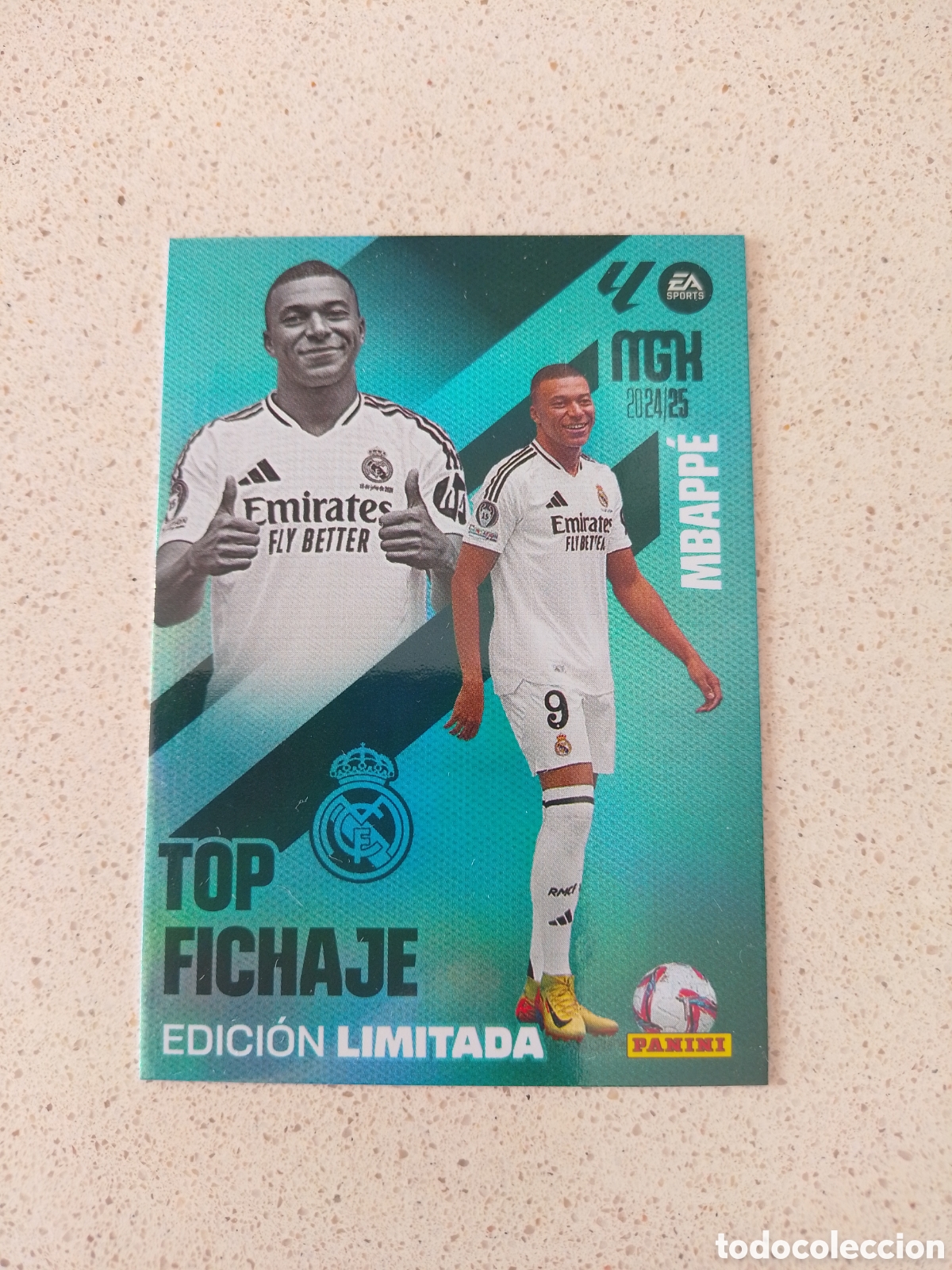 Cromos de F&uacute;tbol: CARTA TOP FICHAJE EDICI&Oacute;N LIMITADA MBAPP&Eacute; REAL MADRID. MEGACRACKS 24/25.