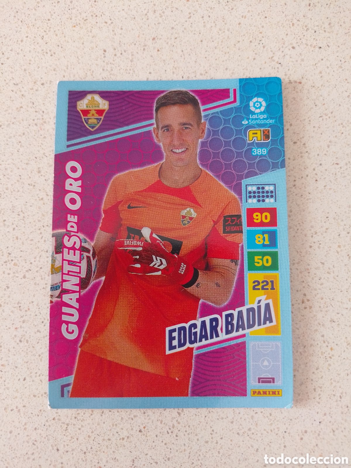 Cromos de F&uacute;tbol: CARTA 389 GUANTES DE ORO EDGAR BAD&Iacute;A ELCHE. ADRENALYN XL 22/23.