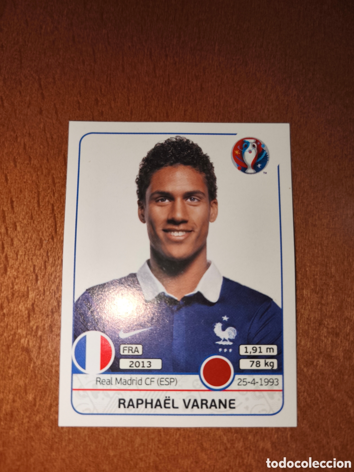Cromos de F&uacute;tbol: Raphael Varane n&deg;20 UEFA Euro 2016 Francia